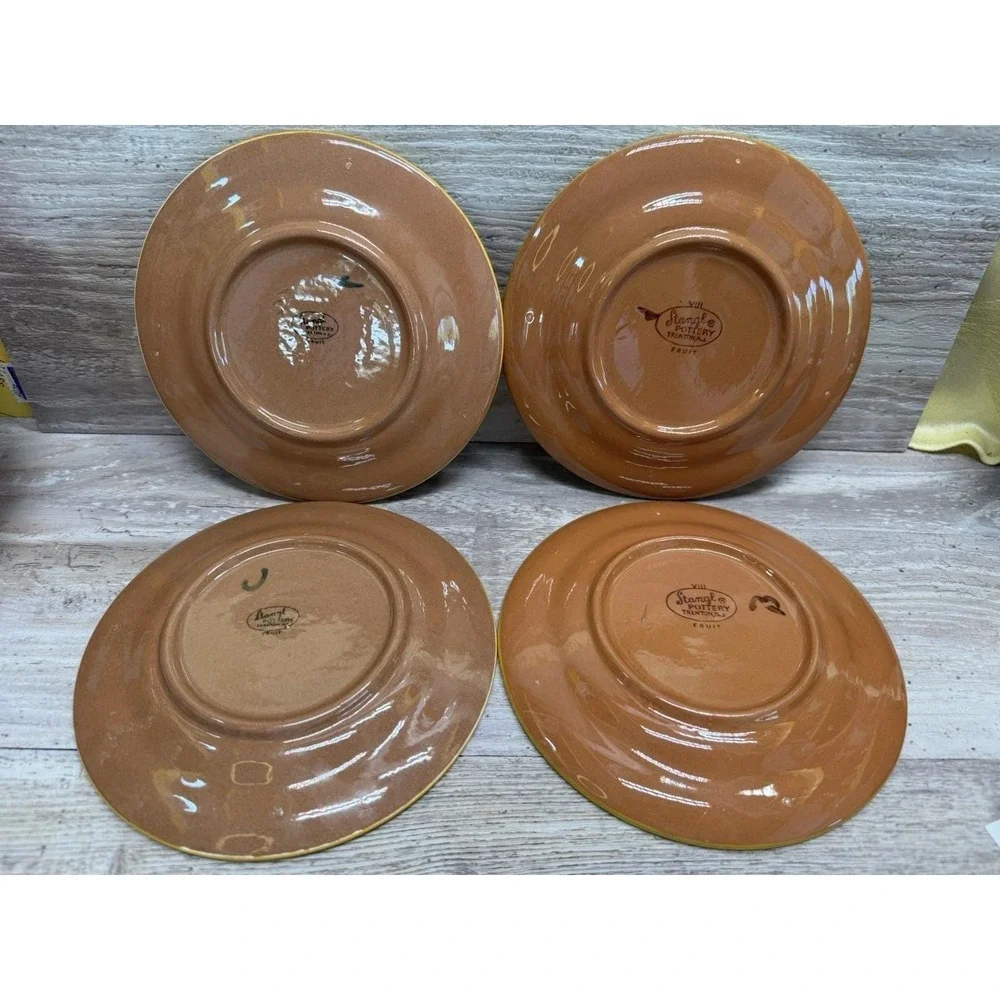 4 VTG 1960s Stangl Pottery FRUIT PEACH Redware Dessert or Bread & Butter Plates
